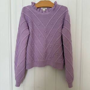 Crewcuts Girls Lilac Textured Bobble Knit Sweater